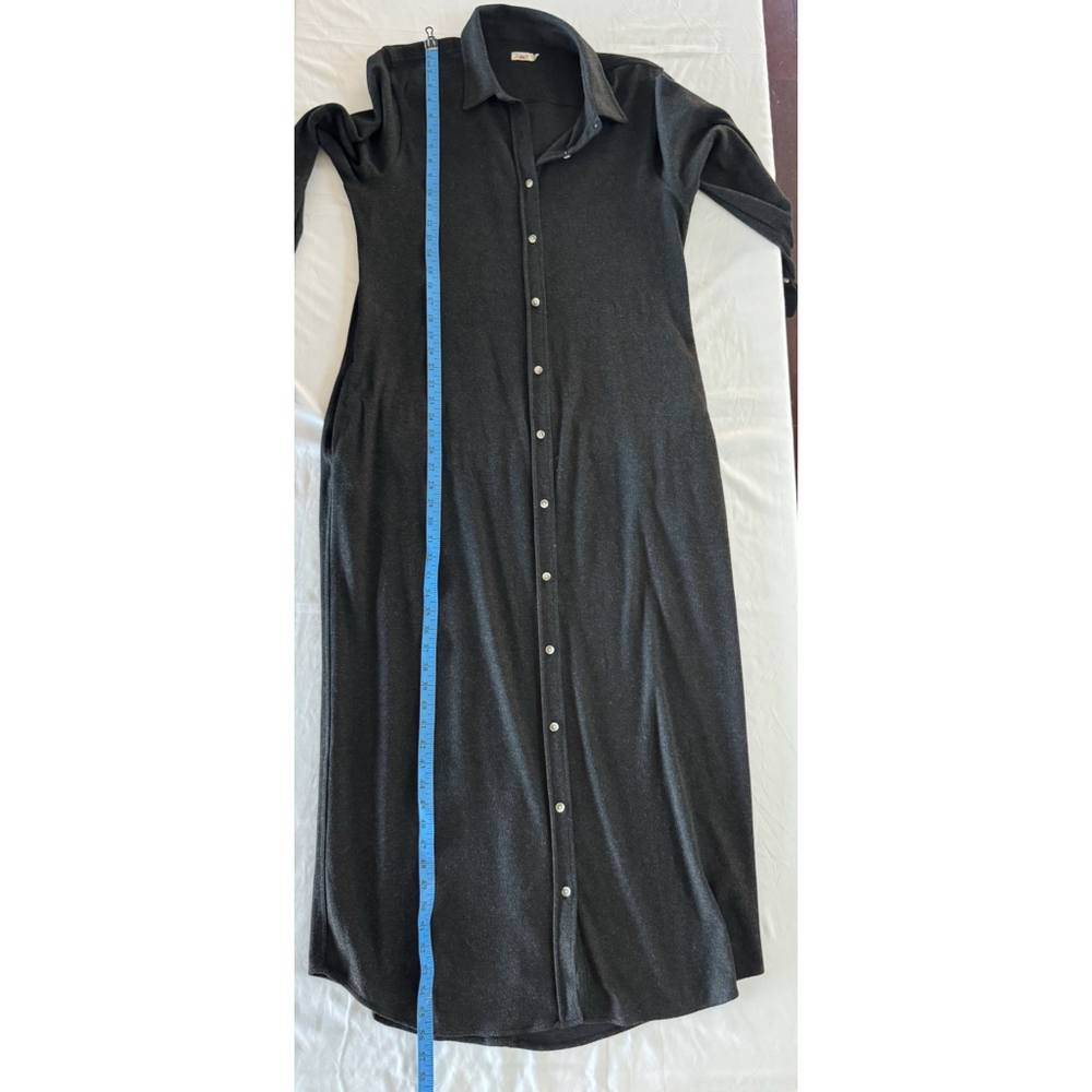 Faherty Women’s XL Long Button Front Shirt Dress Dark Grey Soft Knit - Picture 7 of 11